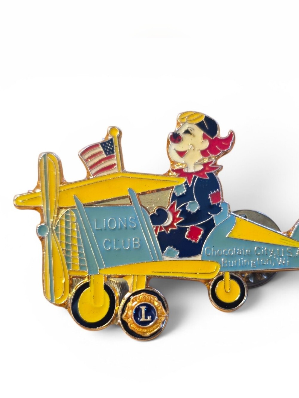 Lions Club Gold & Green Airplane Enamel Pin